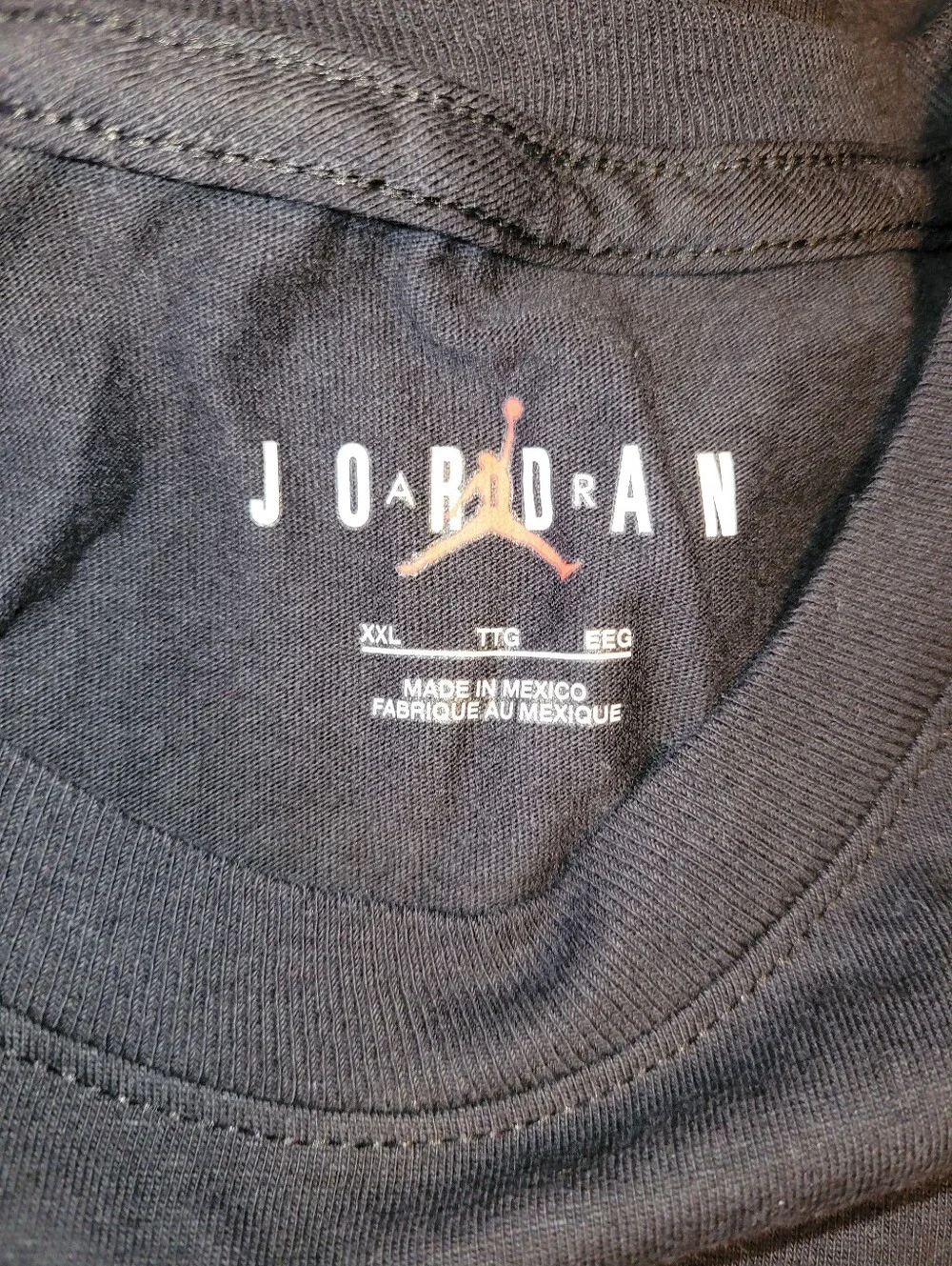 Jordan Black T-Shirt with Gold Jumpman Graphic & Flight. Size XXL.